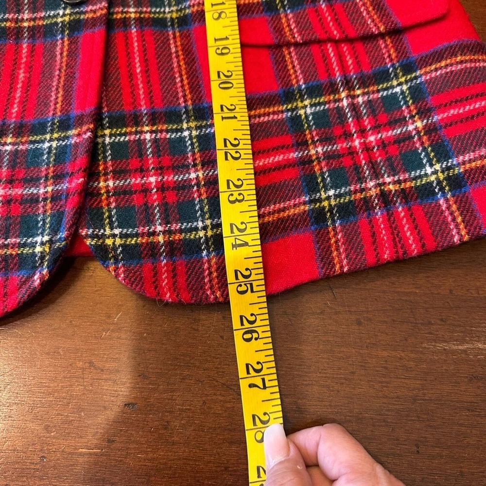 Talbots Plaid Blazer 8 Red Tartan Wool Blend Two Button Holiday Academic Jacket - Picture 9 of 13